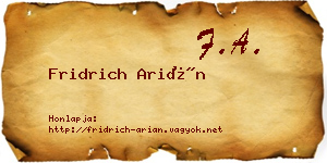 Fridrich Arián névjegykártya